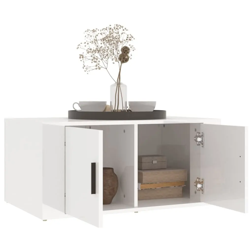 Coffee Table Storage High Gloss White 80 x 50 x 36 cm