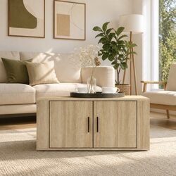 Coffee Table with Storage Compartments Brown Engineered Wood Living Room Accent