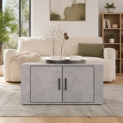 Coffee Table Grey Engineered Wood Storage Compartments Living Room Accent