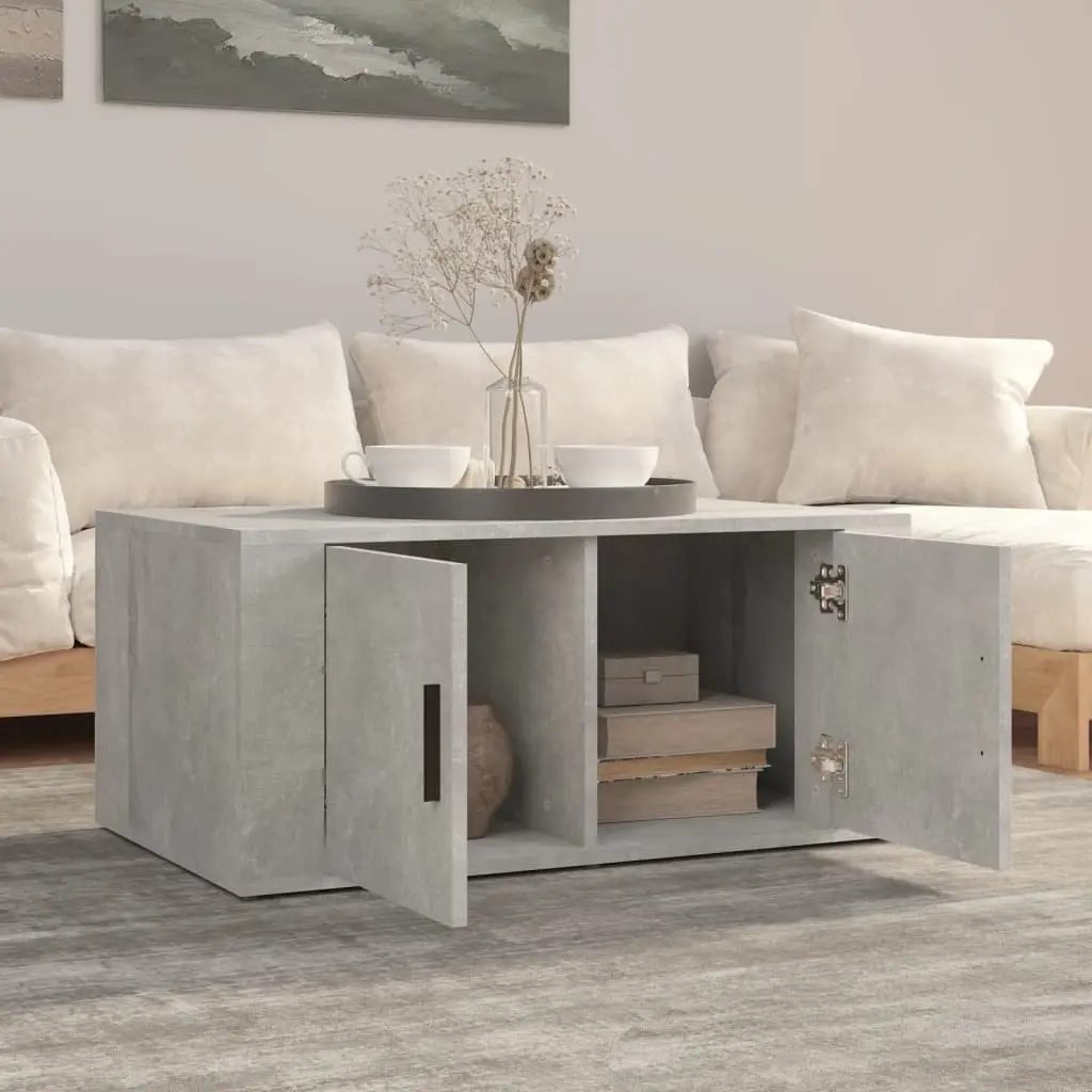 Grey Engineered Wood Coffee Table with Storage