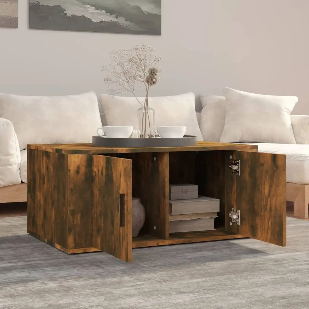 Coffee Table Storage Compartment Brown Engineered Wood 80L x 50W x 36H cm