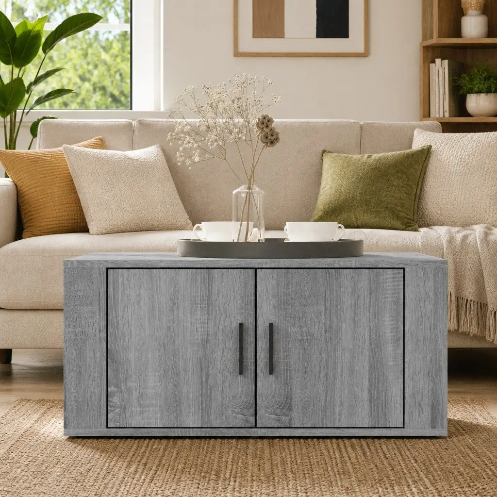 Coffee Table Grey Sonoma 80x50x36 cm Storage Compartments Living Room Furniture