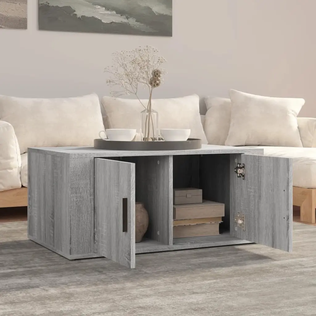Coffee Table Grey Sonoma 80x50x36 cm Storage Compartments Living Room Furniture
