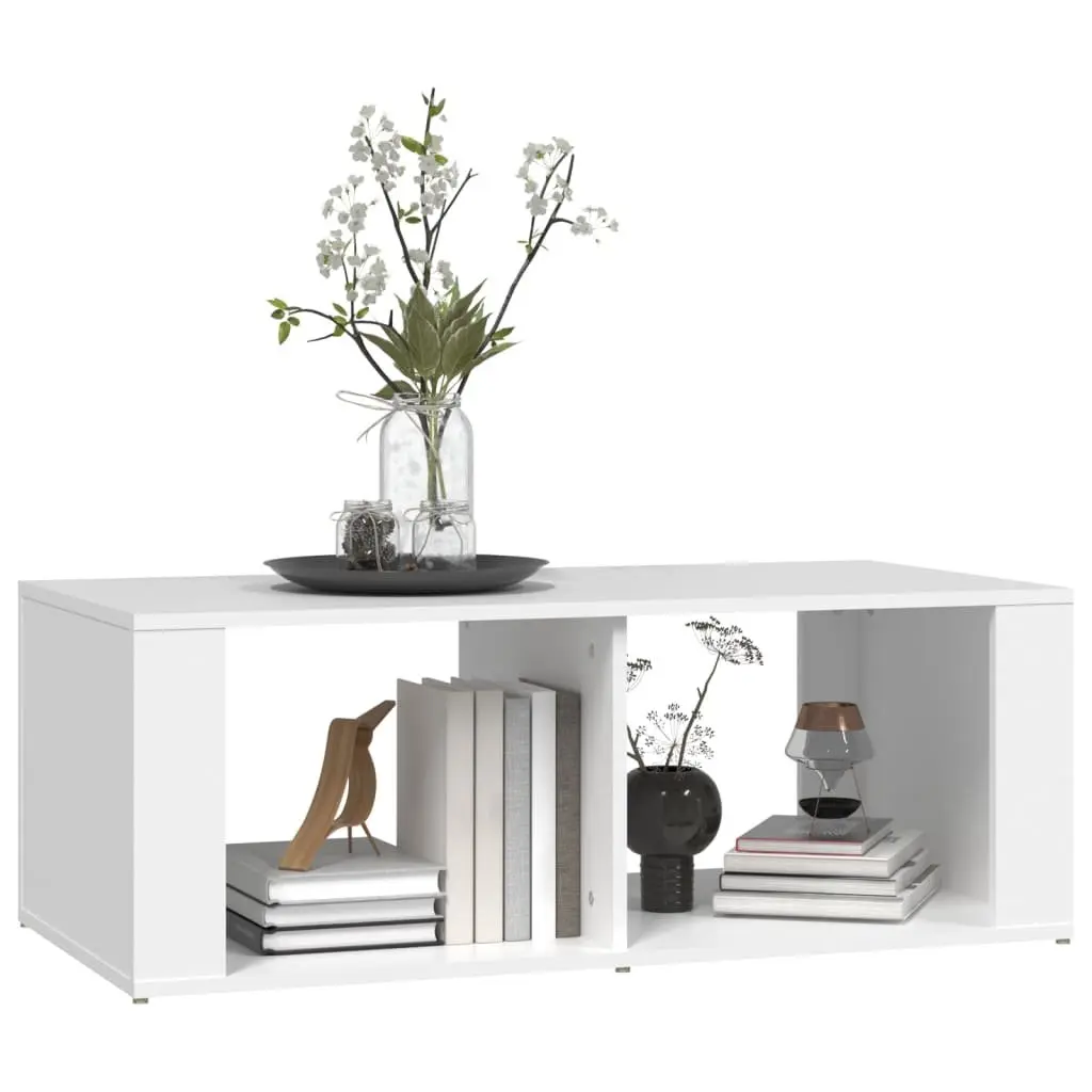 Coffee Table Modern Storage 100x50x36cm White Engineered Wood Side Accent Table