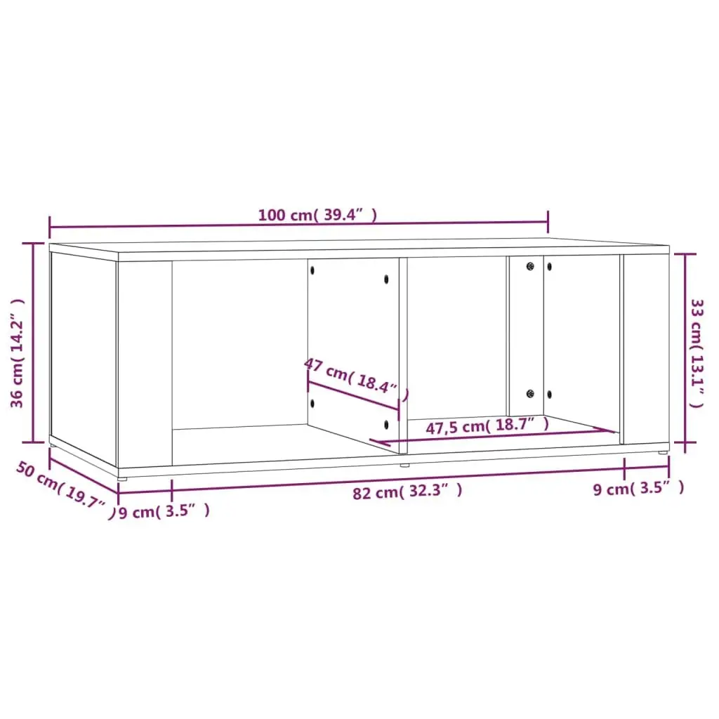 Coffee Table Modern Storage 100x50x36 cm Grey