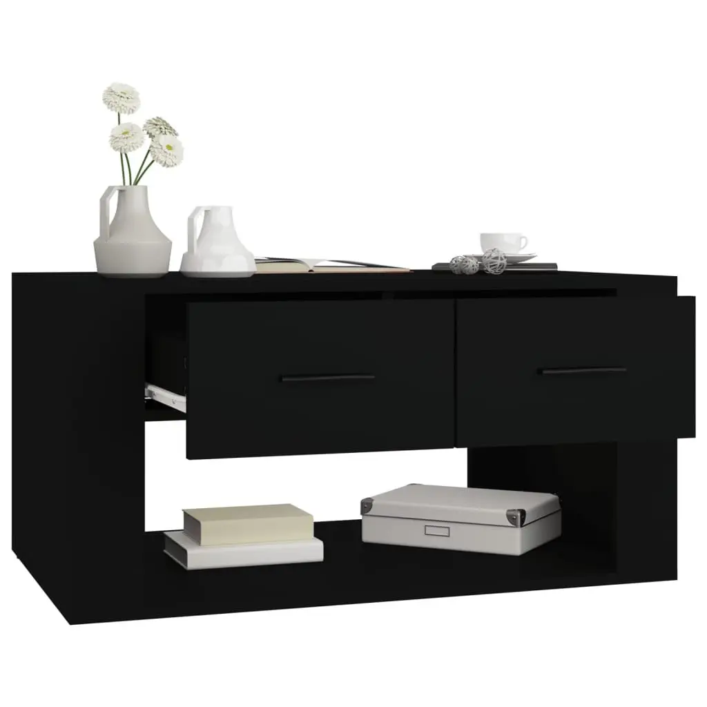 Coffee Table Black 80x50x40 cm with 2 Storage Drawers Living Room Accent
