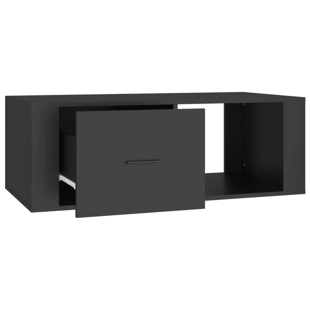 Coffee Table Storage Drawer Open Compartment Living Room Black 100 x 50.5 x 35 cm