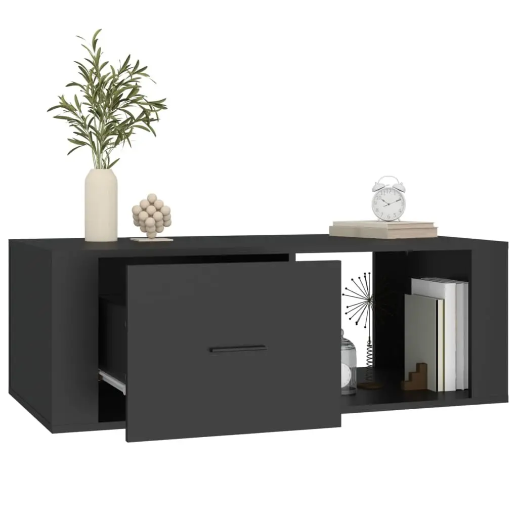 Coffee Table Storage Drawer Open Compartment Living Room Black 100 x 50.5 x 35 cm