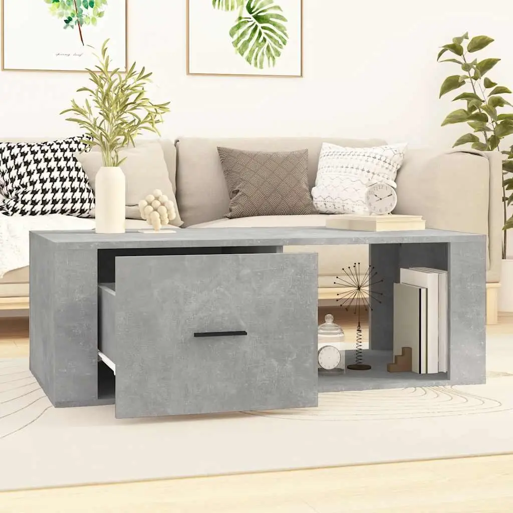 Coffee Table Storage Drawer Compartment 100x50.5x35cm Grey Engineered Wood
