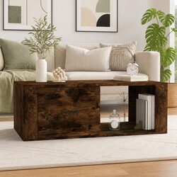 Coffee Table with Storage Drawer Open Compartment Brown Accent Living Room