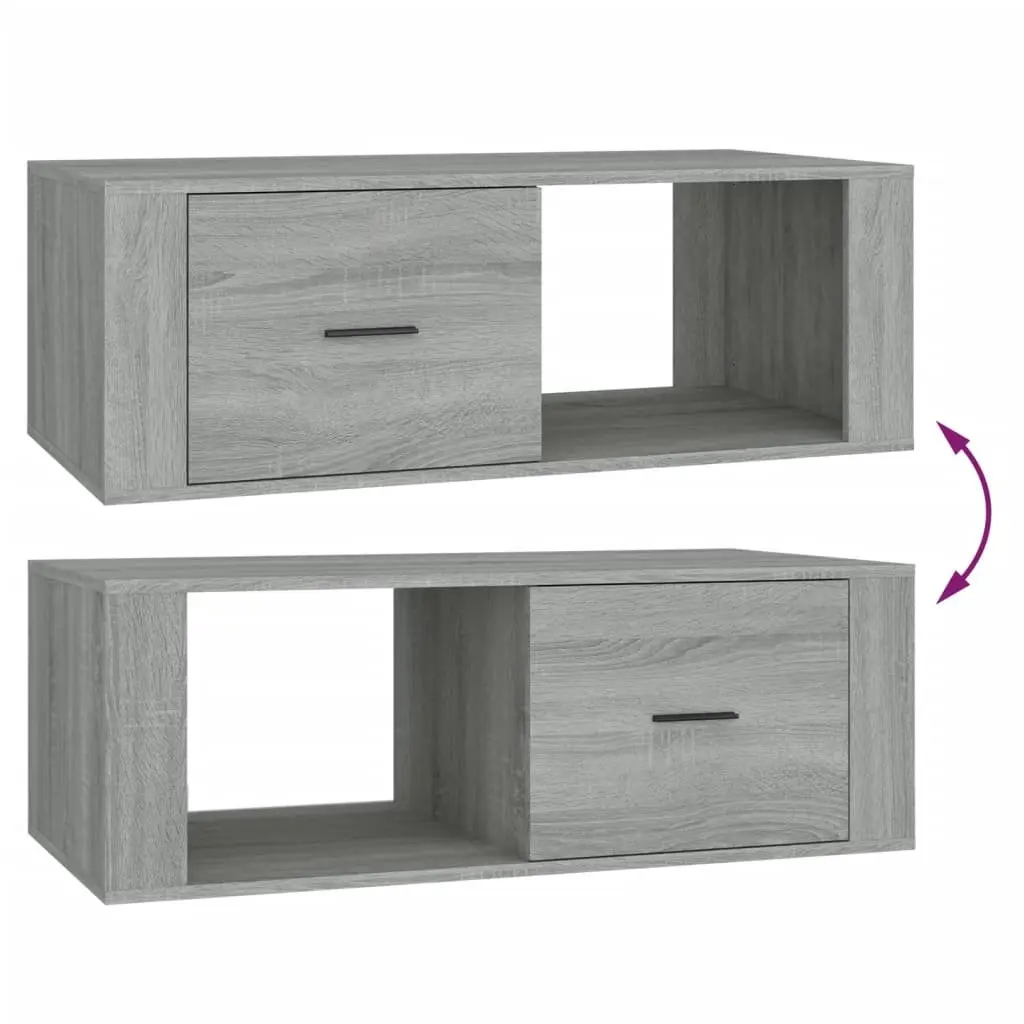 Grey Engineered Wood Coffee Table with Drawer Storage for Living Room Accent Table
