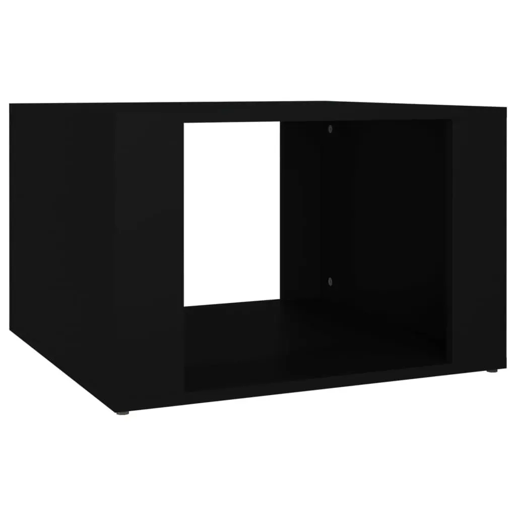 Bedside Table Black Engineered Wood Nightstand Storage Furniture 57x55x36cm