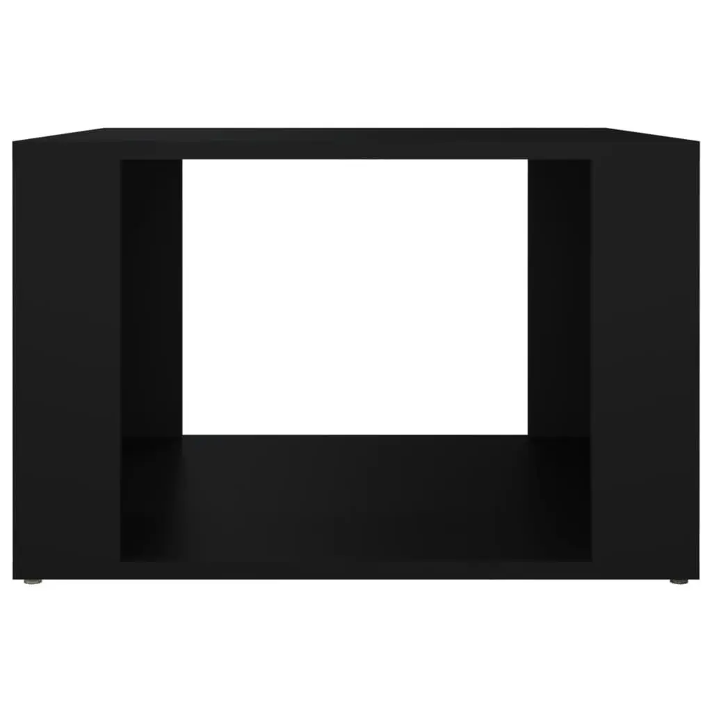 Bedside Table Black Engineered Wood Nightstand Storage Furniture 57x55x36cm