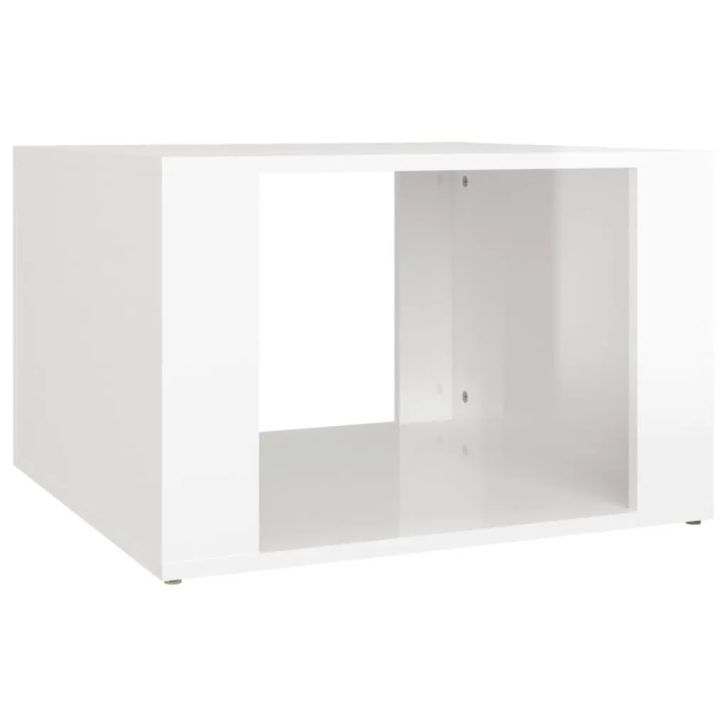 Bedside Table White High Gloss Storage Nightstand Engineered Wood Elegant Design