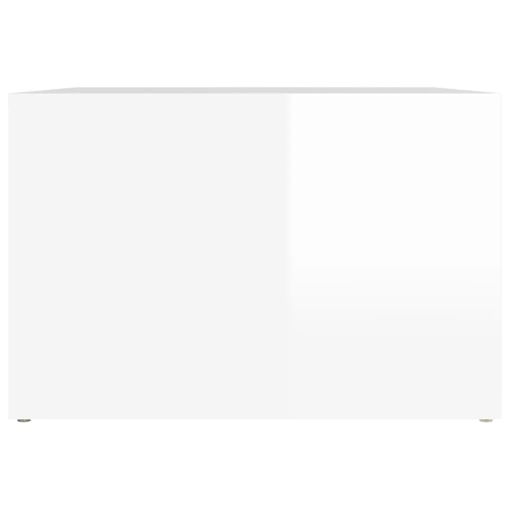 Bedside Table White High Gloss Storage Nightstand Engineered Wood Elegant Design