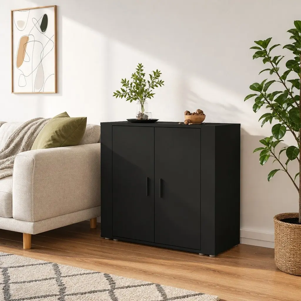 Sideboard Storage Cabinet 80x33x70 cm Black Engineered Wood