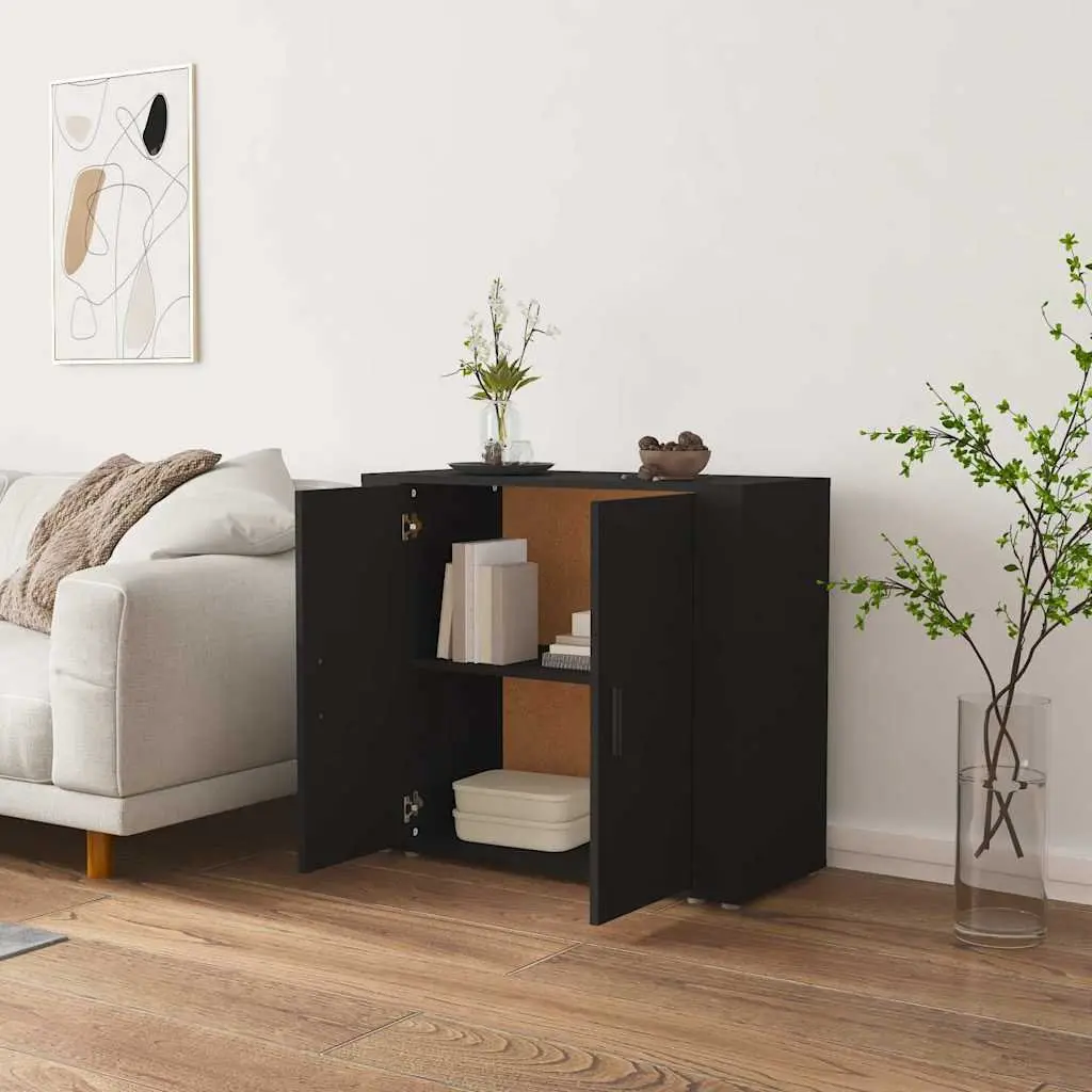 Sideboard Storage Cabinet 80x33x70 cm Black Engineered Wood