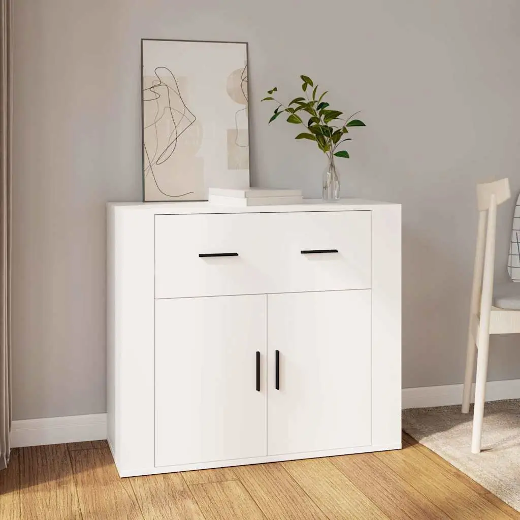 Sideboard Storage Cabinet 80x33x70 cm White with Doors Drawers Compartments