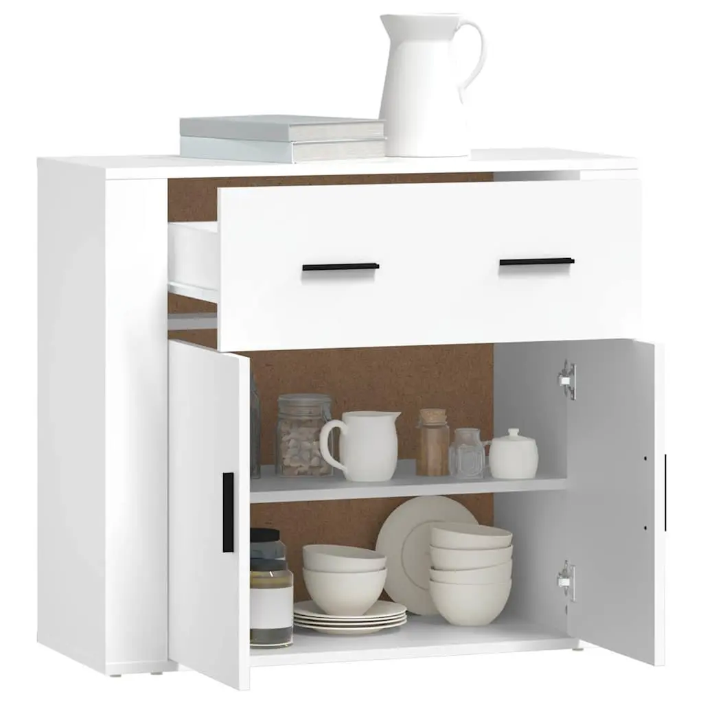 Sideboard Storage Cabinet 80x33x70 cm White with Doors Drawers Compartments