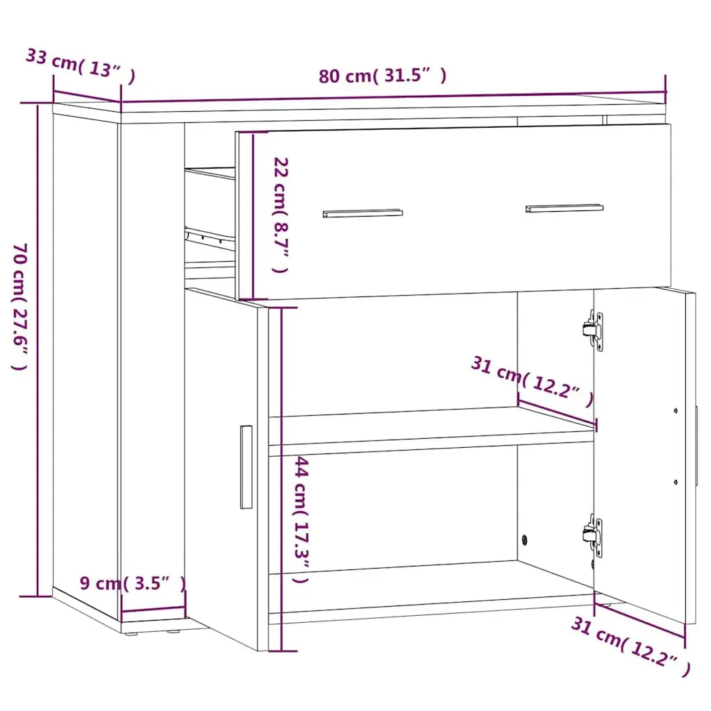 Grey Sideboard Storage Cabinet with Ample Space