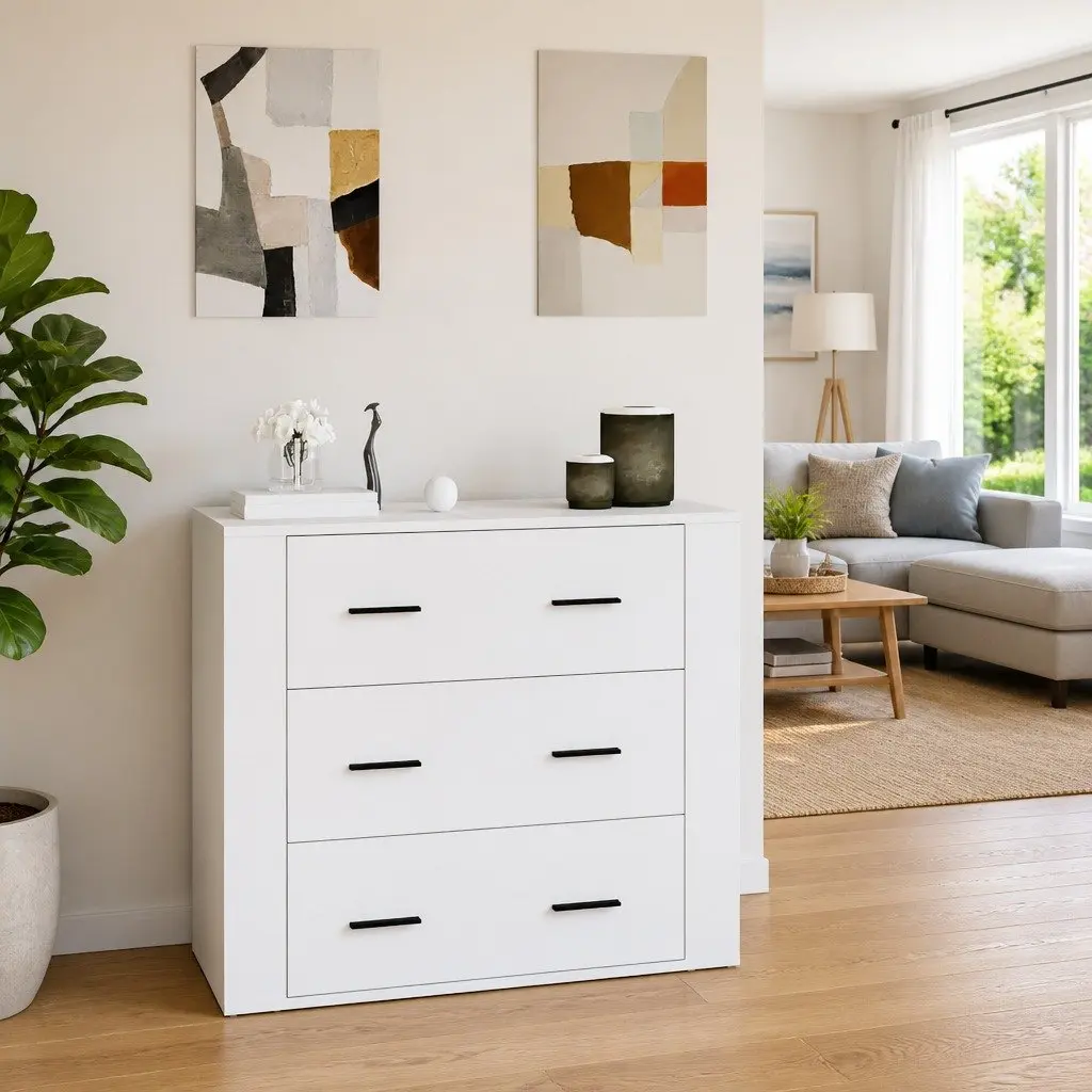 White Sideboard Cabinet with Ample Storage