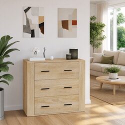 Durable Sideboard Storage Cabinet with 3 Drawers in Beige