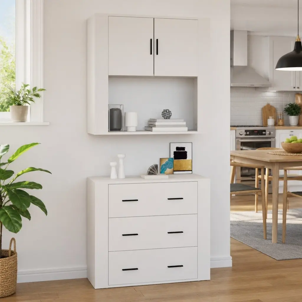 Wall Cabinet Storage Organiser 80x33x80 cm White Engineered Wood