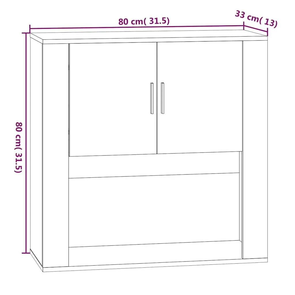 Wall Cabinet Storage Organiser 80x33x80 cm White Engineered Wood