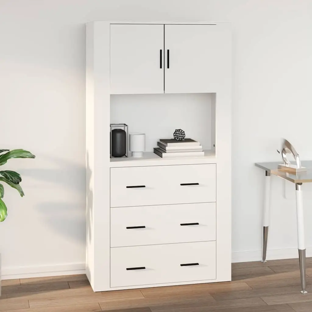 Wall Cabinet Storage Organiser 80x33x80 cm White Engineered Wood