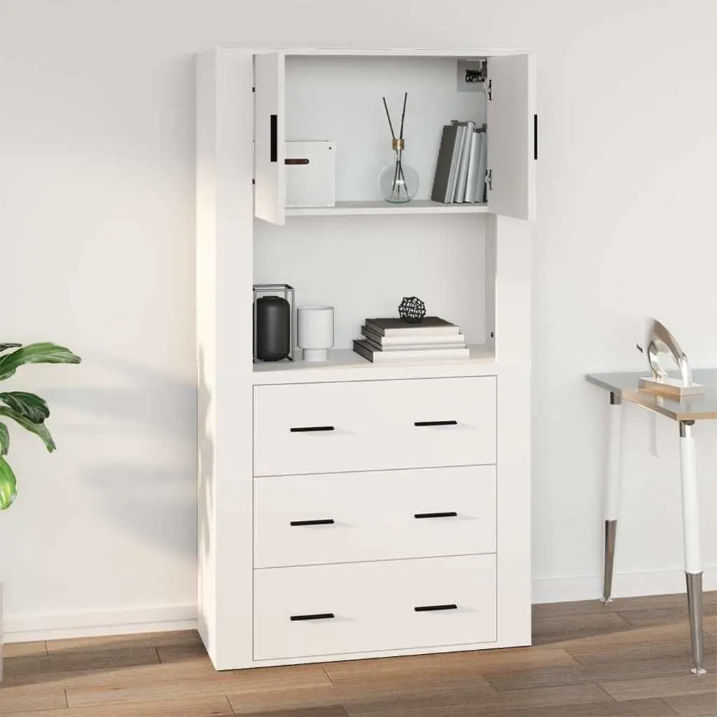 Wall Cabinet Storage Organiser 80x33x80 cm White Engineered Wood