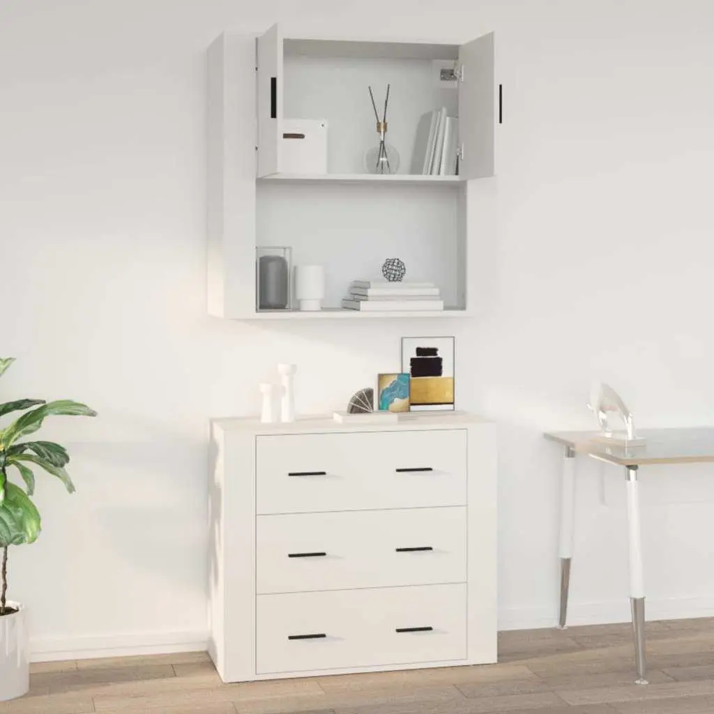 Wall Cabinet Storage Organiser 80x33x80 cm White Engineered Wood