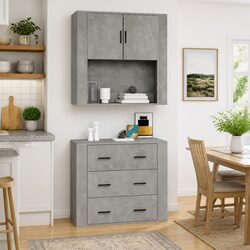 Wall Cabinet Grey Hanging Storage Organiser Engineered Wood 80x33x80 cm