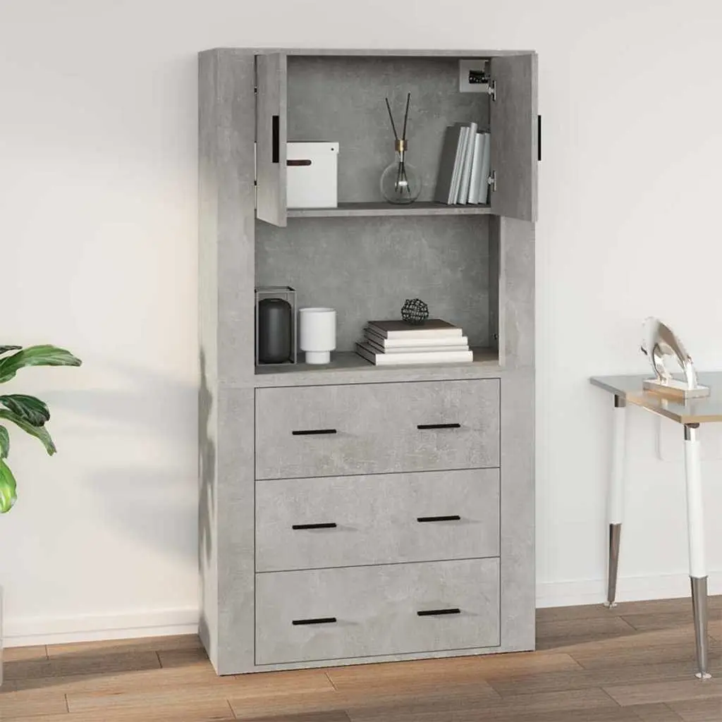 Wall Cabinet Grey Hanging Storage Organiser Engineered Wood 80x33x80 cm