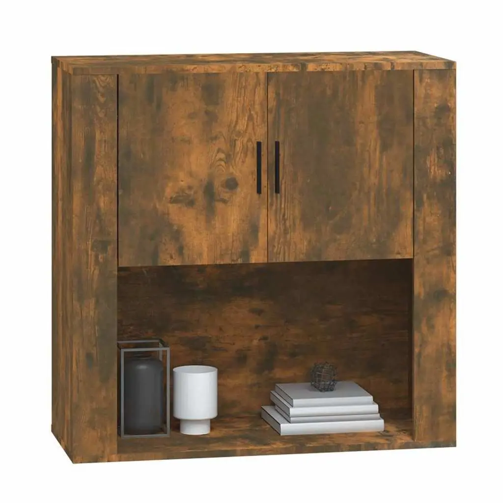 Wall Cabinet Organiser Storage 80x33x80 cm Smoked Oak Engineered Wood