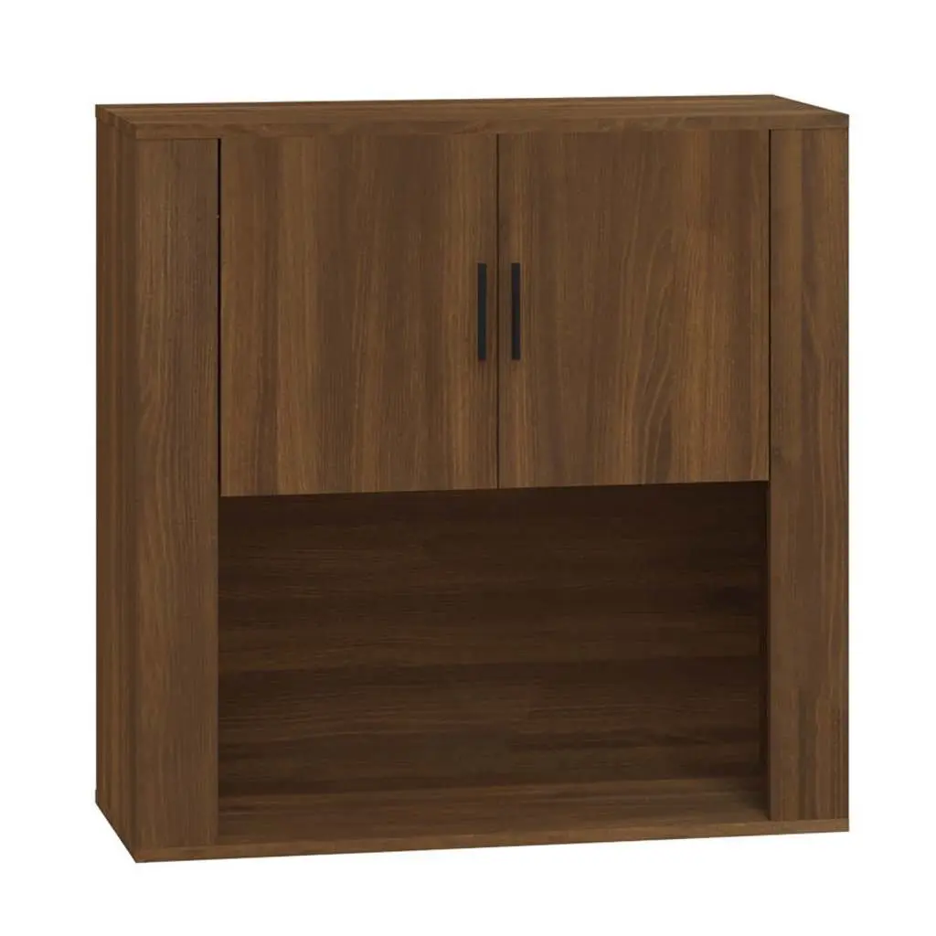 Brown Oak Wall Cabinet 80x33x80 cm for Storage