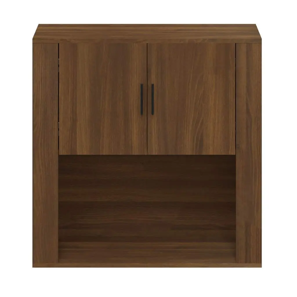 Brown Oak Wall Cabinet 80x33x80 cm for Storage
