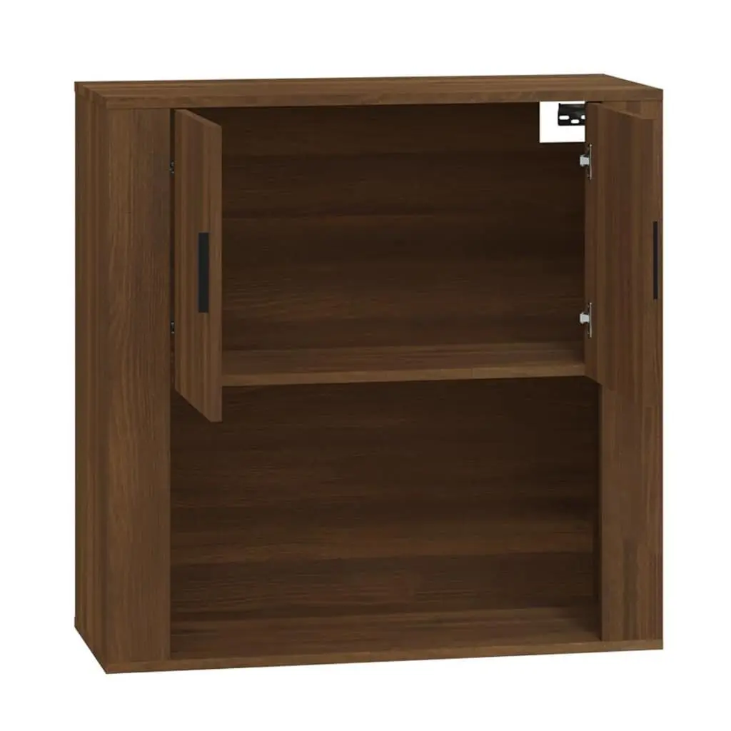 Brown Oak Wall Cabinet 80x33x80 cm for Storage