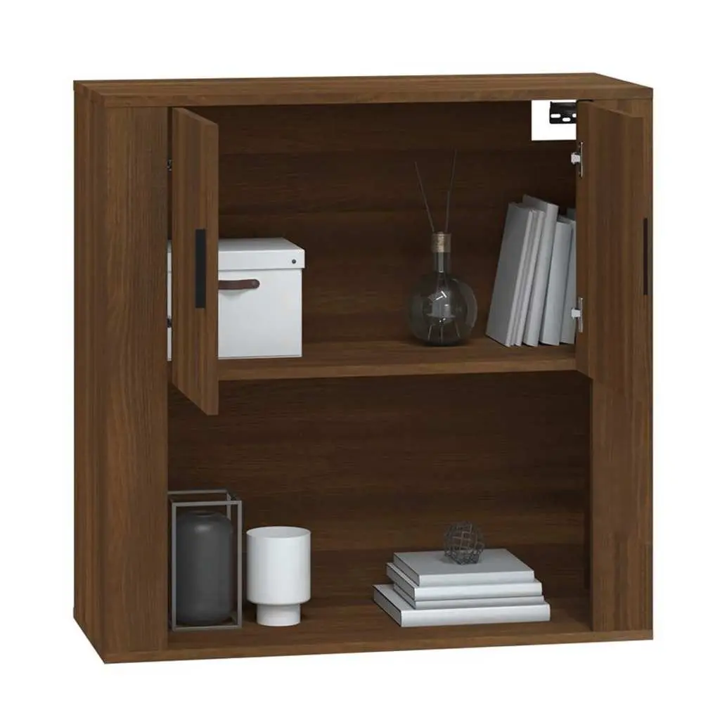 Brown Oak Wall Cabinet 80x33x80 cm for Storage
