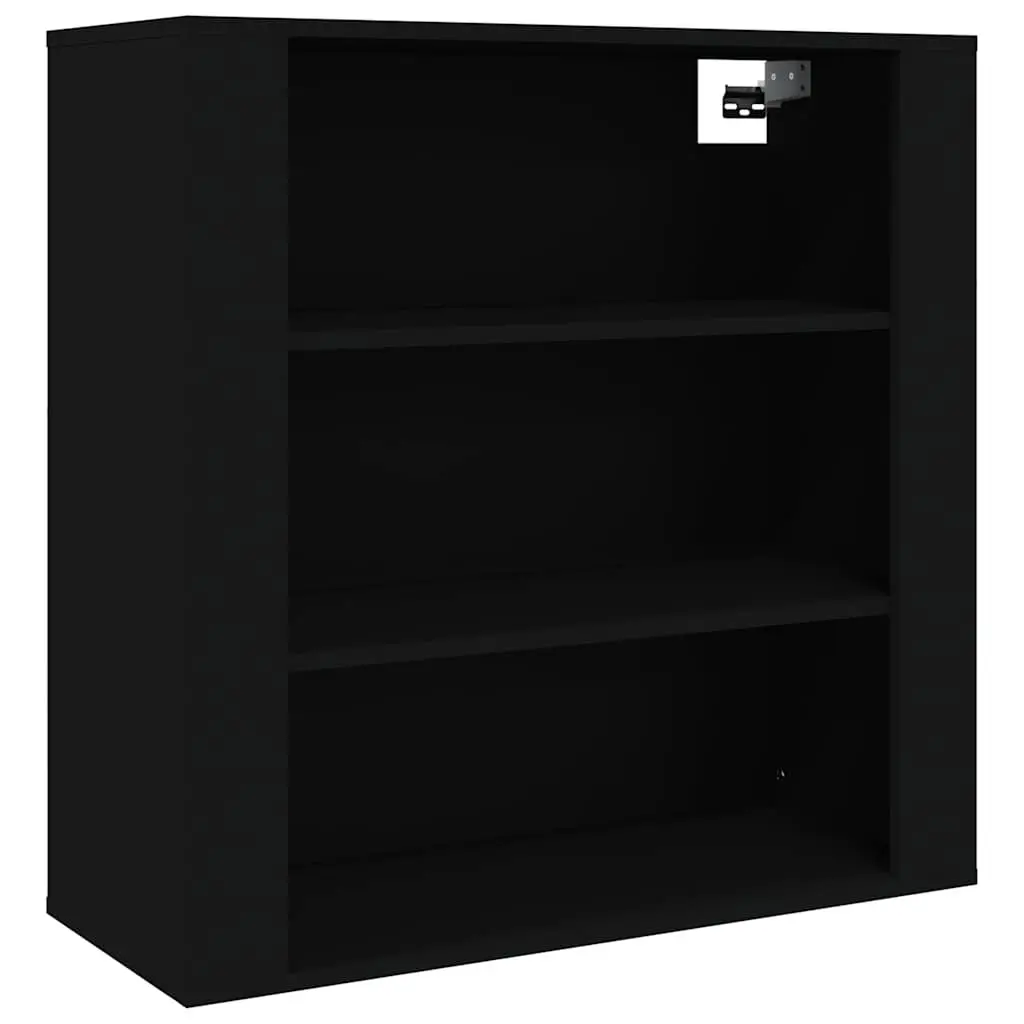 Wall Cabinet Storage Organiser 80x33x80 cm Black Engineered Wood 3 Shelves