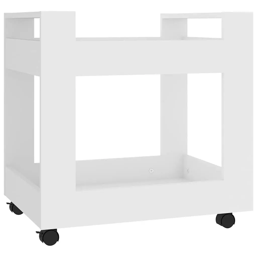 Desk Trolley White Storage 60x45x60 cm Open Shelves Rolling Casters