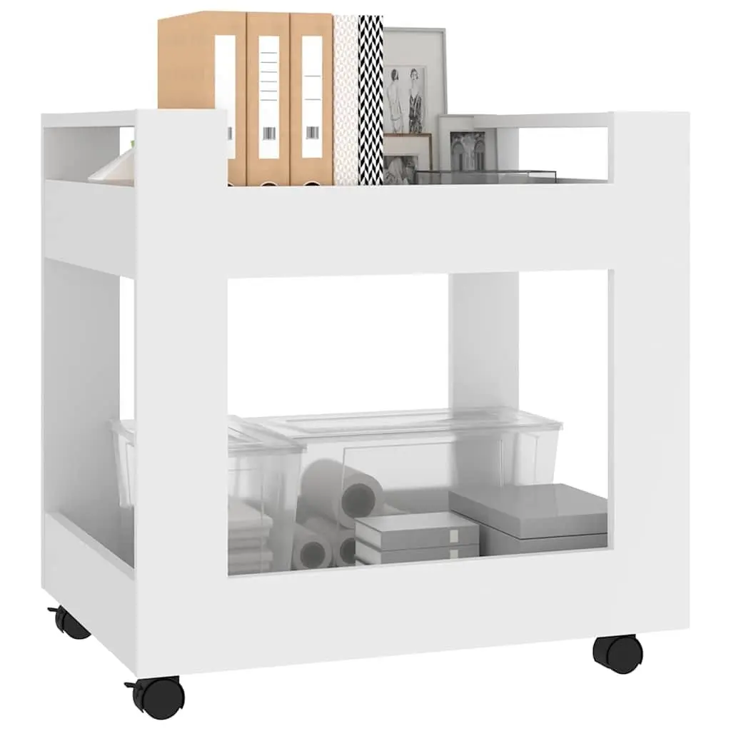 Desk Trolley White Storage 60x45x60 cm Open Shelves Rolling Casters