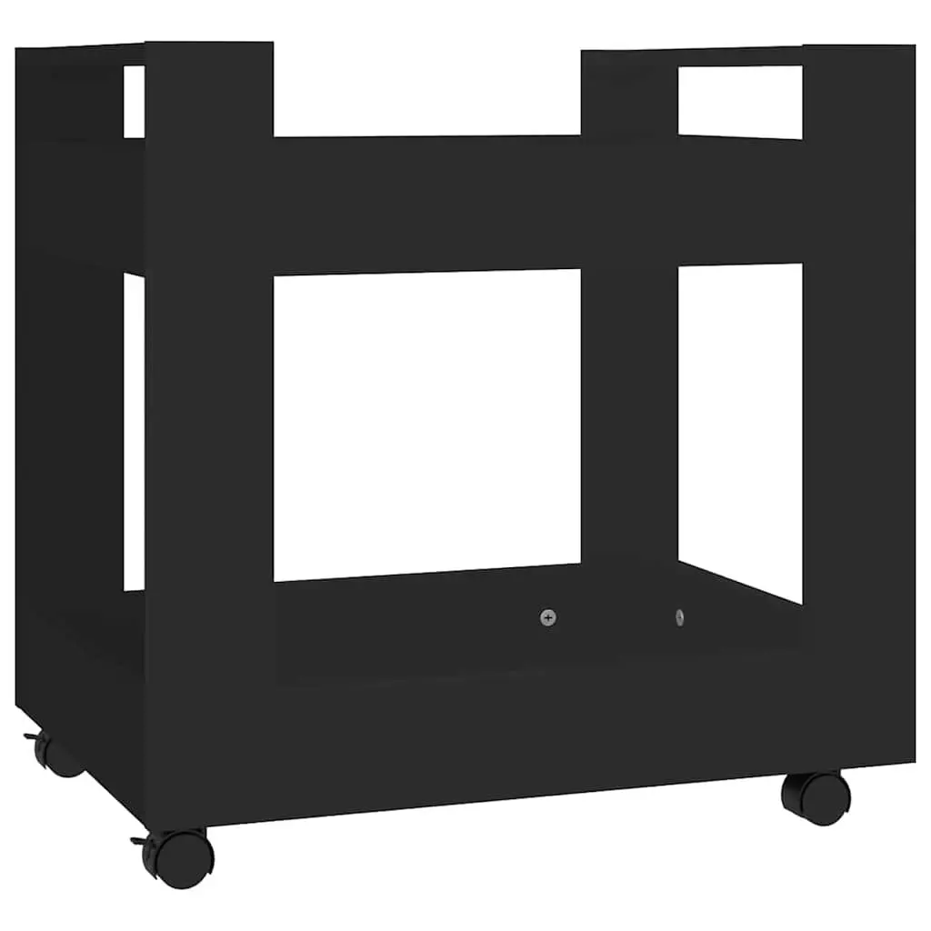Desk Trolley Black Engineered Wood Rolling Storage 60x45x60cm