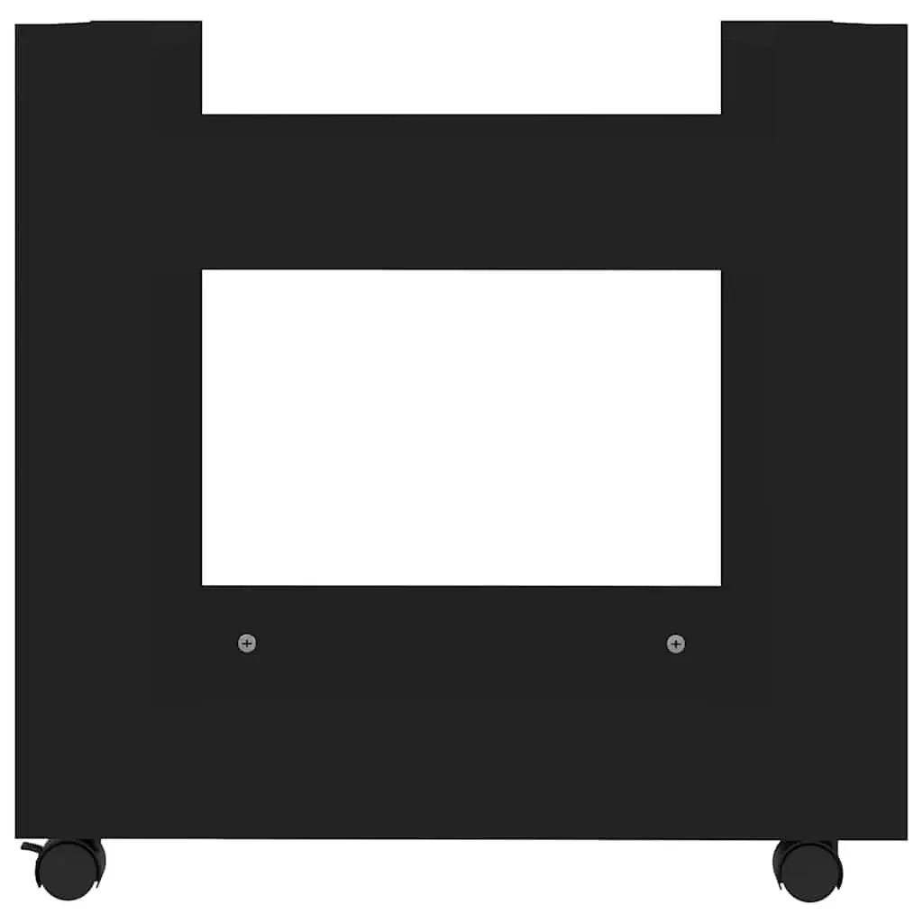 Desk Trolley Black Engineered Wood Rolling Storage 60x45x60cm