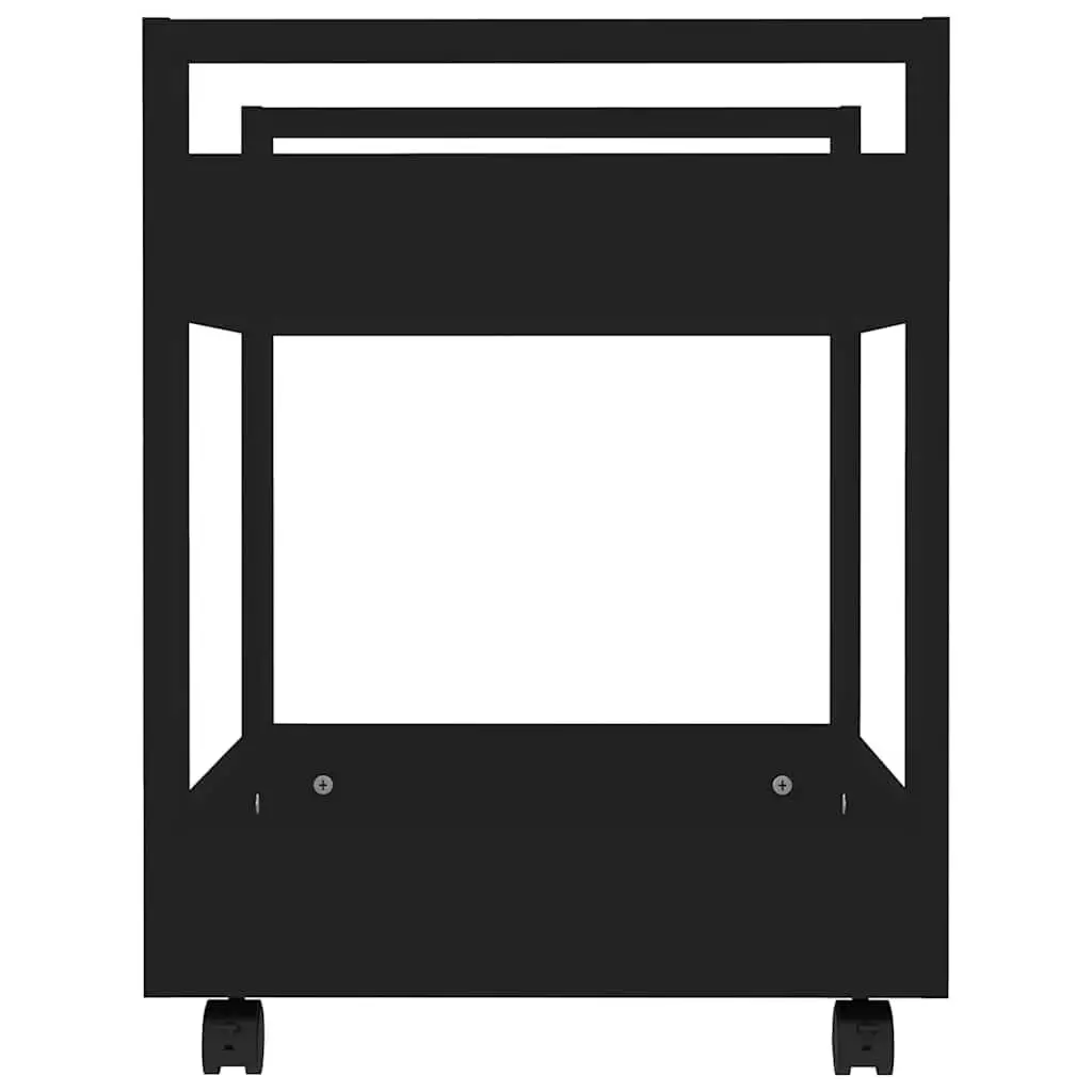 Desk Trolley Black Engineered Wood Rolling Storage 60x45x60cm