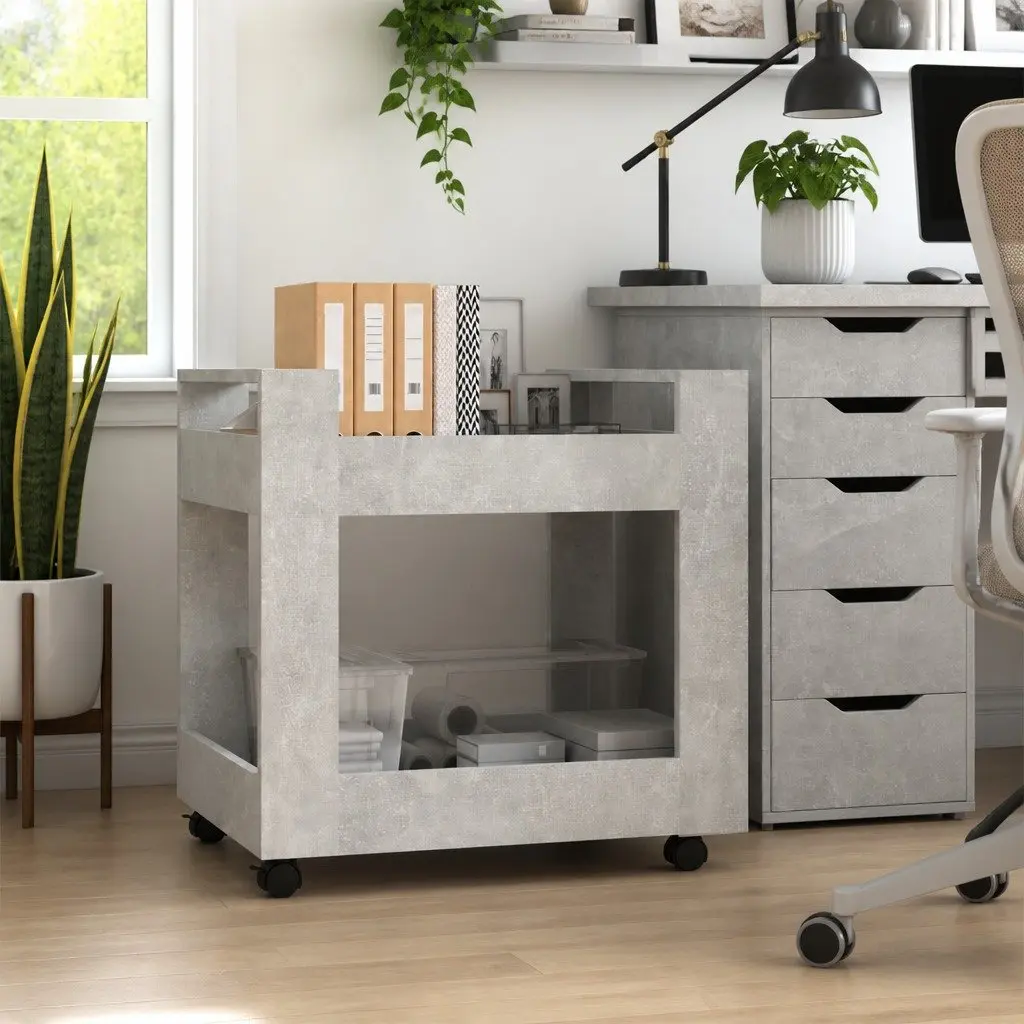 Desk Trolley Grey 60x45x60 cm Storage Cart with Castors Office Organiser