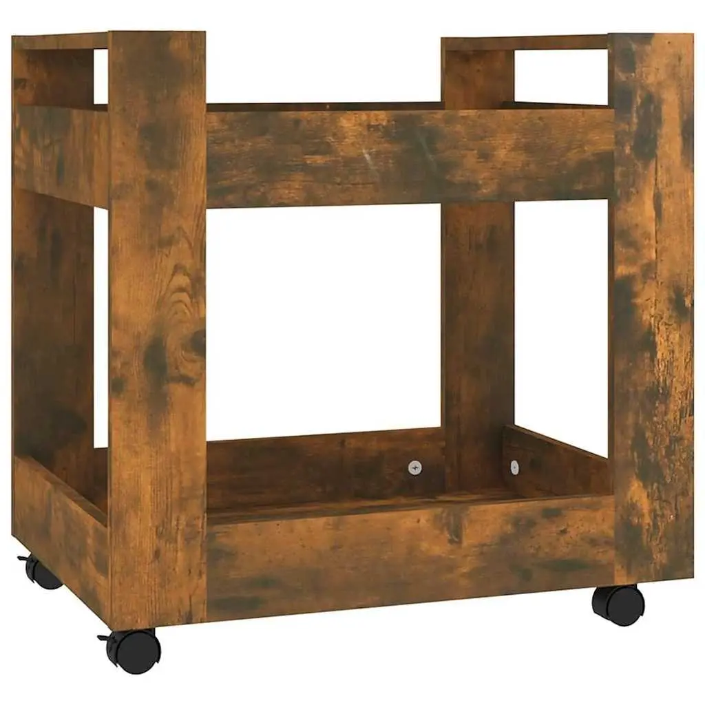 Desk Trolley Storage Mobile 60x45x60 cm Brown Smoked Oak Open Shelves