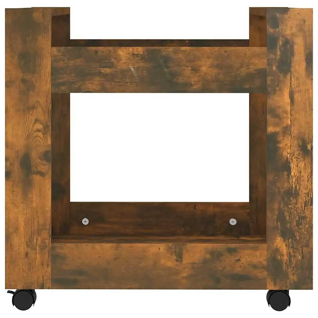 Desk Trolley Storage Mobile 60x45x60 cm Brown Smoked Oak Open Shelves