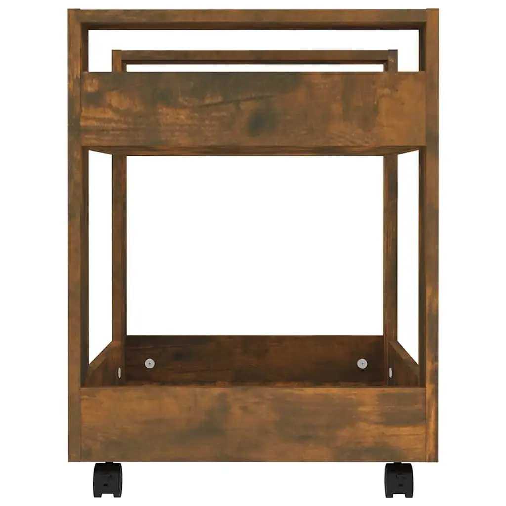 Desk Trolley Storage Mobile 60x45x60 cm Brown Smoked Oak Open Shelves