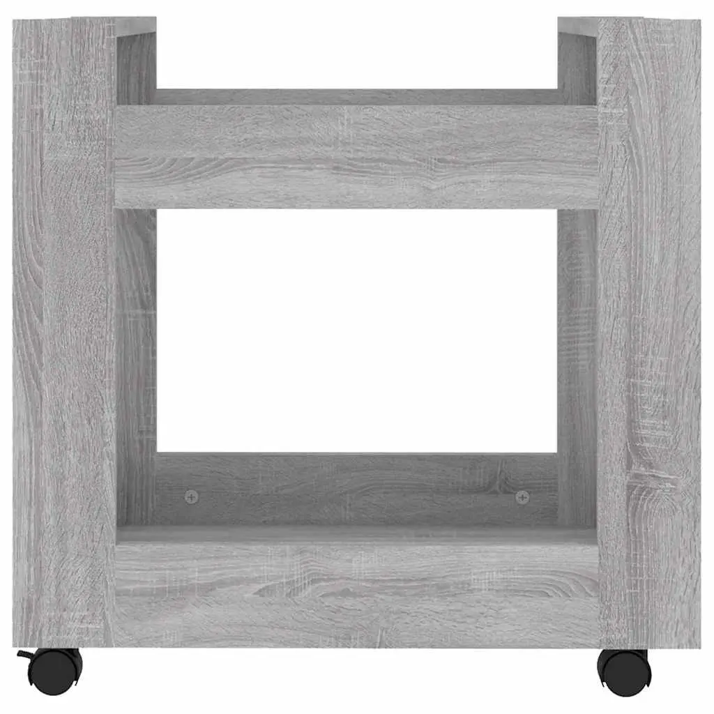 Desk Trolley Storage Cart 2 Shelf Engineered Wood Rolling Casters Mobile Office
