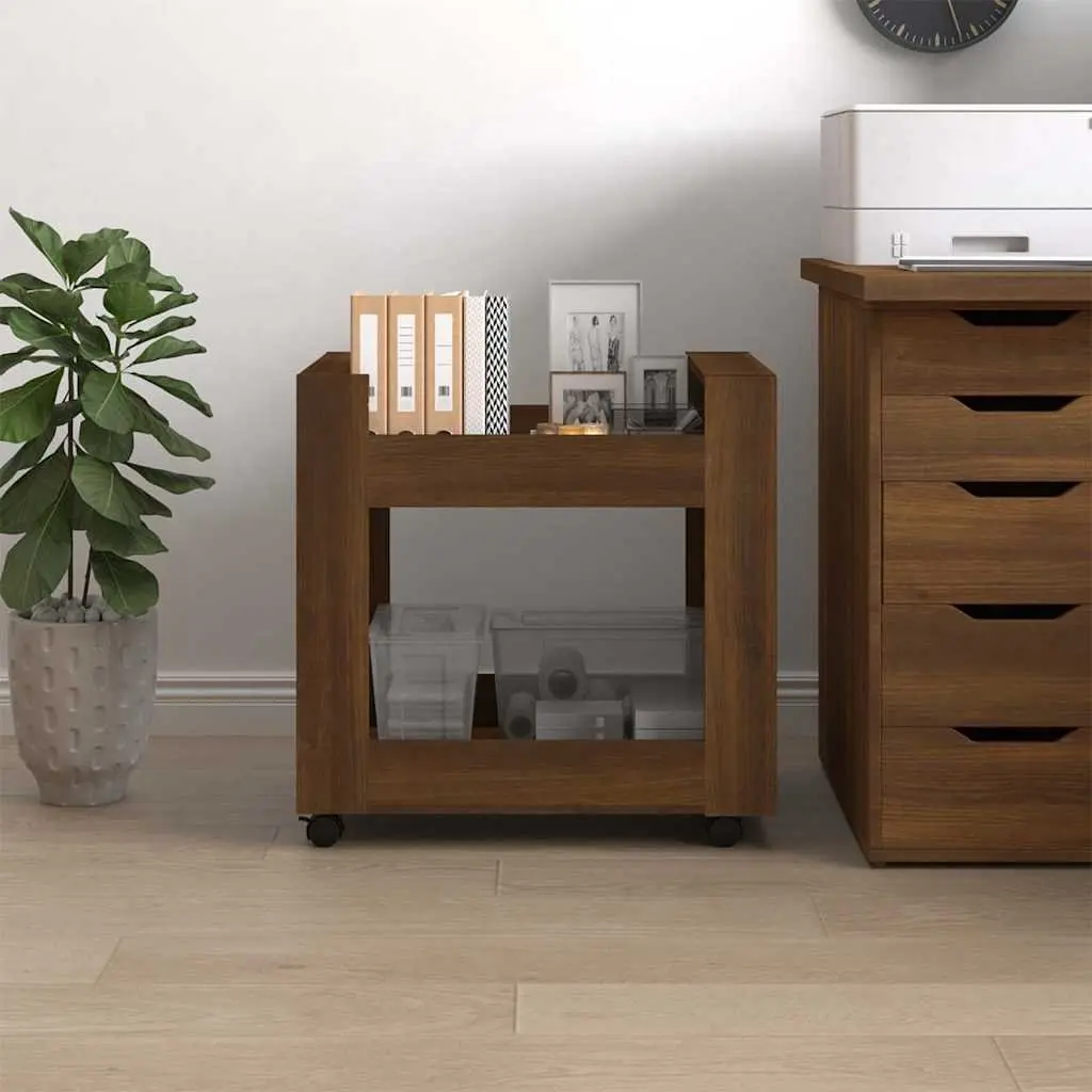Desk Trolley Storage Shelves 60x45x60 cm Brown Engineered Wood